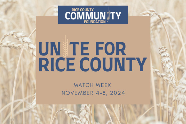 Rice County Community Foundation  announces second-annual UNITE for Rice County Match Week